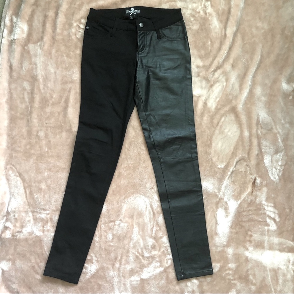 Hot Topic Royal Bones Black Split Leather Jeans - image 2